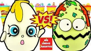 Huevos Sorpresa Gigantes de Shopkins VS Grossery Gang #1 en Español de Plastilina Play Doh