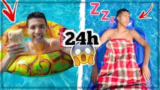 تحدي 24 ساعة داخل المسبح😰☀️!!! مشكلة كبيرة بالليل🌙