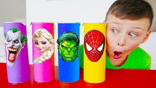 Kids plays with magic boxes