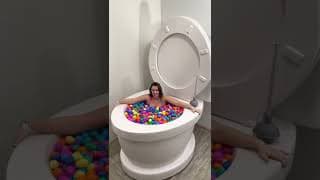 Going UNDER in Worlds LARGEST Toilet SURPRISE Egg POOL #shorts