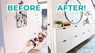 Small Entryway Makeover with IKEA hack for TONS of hallway storage! | The DIY Mommy