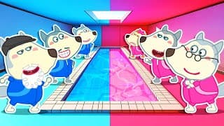 Pink vs Blue Family Swim Race Challenge with Lycan 🐺 Funny Stories for Kids @LYCAN1-d2g