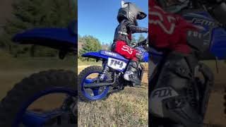 3 year old practices jumping ramp on pw50 dirt bike @kashius.alexander #shorts