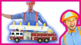 Fire Truck toy putting out fires and playing with monster truck grave digger | Blippi Toys