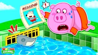 What Happen to Wolf Stuck in the Pool Drain 🥺 - Cartoon for Kids 👶@CuteWolfVideos