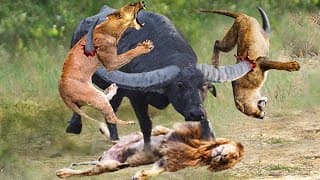 Lion Was Tortured To Death By A Mad Buffalo - Brave Buffalo Killed Lions To Rescue His Teammate