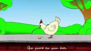 Une poule sur un mur