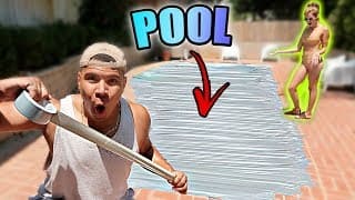 DUCT TAPE POOL PRANK ON GIRLFRIEND!! (BAD IDEA)