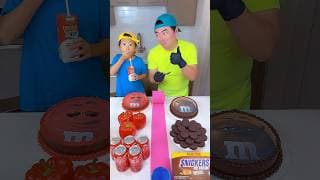 M&M's red foods vs chocolate foods ice cream challenge!🍨 #funny #shorts by Ethan Funny Family