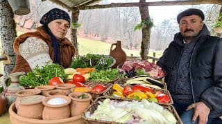 Village Style: Outdoor Kazan Cooking with Fresh Vegetables & Meat 馃尶馃敟馃崠