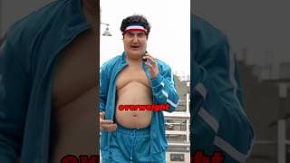 Overweight guy vs muscle beach bodybuilders