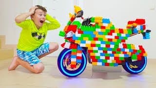 Ali and Adriana Ride on Toy Sportbike & play with toys