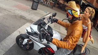 Calgary Stampede with snowcat + hop on girl!