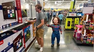 Scaring People In a Chucky Costume (Someone Cried)