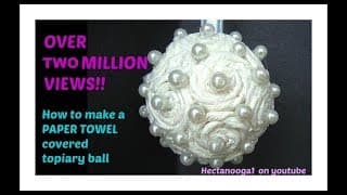 Paper Towel covered FLOWER BALL, topiary,  christmas ornament, bridal, wedding decor