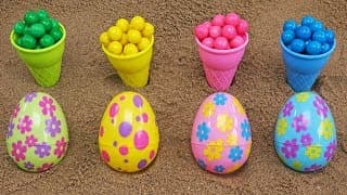 FILL IN ICE CREAM CONES WITH COLORED GUMBALLS! LEARN COLORS AND NUMBERS!