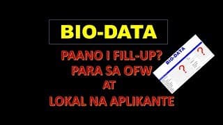 Bio-Data: Paano i Fill-up?