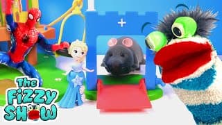 Fizzy Plays Disk Drop Game With Marvels Spiderman And Joker | Fun Superhero Videos