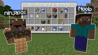 Minecraft mais on partage le même Inventaire.. (c'était fun)