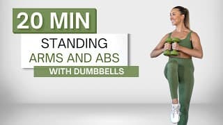 20 min STANDING ARMS AND ABS WORKOUT | With Dumbbells | No Crunches or Planks | No Repeats