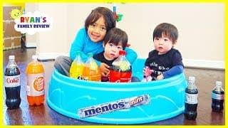 Emma and Kate first's Coke and Mentos Science experiments with Ryan