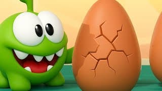 Om Nom breaks eggs to see what's inside / Learn English with Om Nom / Educational Cartoon