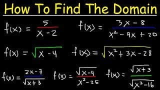 How To Find The Domain of a Function - Radicals, Fractions & Square Roots - Interval Notation