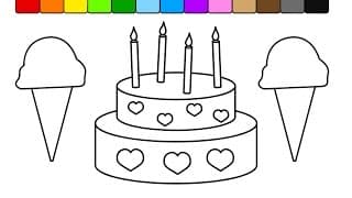 🎨 Learn Colors for Kids in 4K | Birthday Cake and Ice Cream Coloring Page | Fun Learning Video 🍰🍦