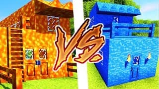 LAVA HOUSE VS WATER HOUSE CHALLENGE ! MAISON EN LAVE VS MAISON EN EAU MINECRAFT