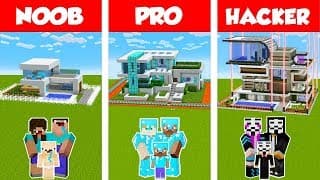 Minecraft NOOB vs PRO vs HACKER: SAFEST FAMILY HOUSE BUILD CHALLENGE in Minecraft / Animation