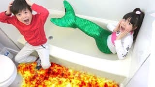 マグマだー!! 人魚が助けてくれる??? マグマで目玉焼きを作る？