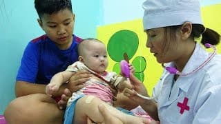 Kids and doctor Mom stories Medical examination and treatment with toys