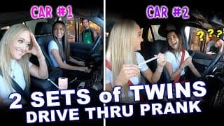 2 Sets of Identical Twins Drive Thru Prank ft. Rybka Twins - Merrell Twins