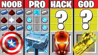 Minecraft Battle: AVENGERS ENDGAME CRAFTING CHALLENGE ~ NOOB vs PRO vs HACKER vs GOD –Animation