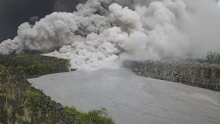 Pyroclastic Flow Fills River Bed with Ash - Semeru Volcano Nov 19, 2025
