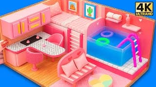 Build a Cute Cardboard Family House 🛁🍽️🛏️ DIY Miniature House