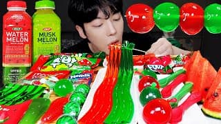 ASMR MUKBANG | 수박 디저트 아이스크림 탕후루 딸기 수박젤리 먹방 & 레시피 DESSERT ICE CREAM WATERMELON TANGHULU