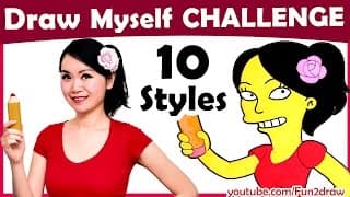 Art Challenge - How to Draw Myself in 10 Animated Art Styles! | Mei Yu - Fun2draw