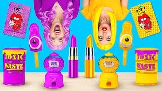 123GO! 24-Hour Food Challenge 😋 Purple vs Yellow – Last to Stop Wins