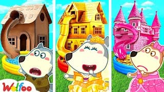 Wolfoo! One Color House Challenge | Rich vs Broke vs Giga Rich | Wolfoo Family
