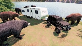 Camper attacked by bears at lake | Farming Simulator 19 camping and mudding