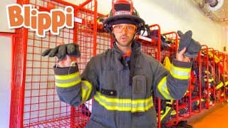Blippi Learns At The Fire Station Tour | Learn about Firefighters for Kids | Blippi Videos