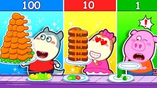 Wolfoo, Lucy & Piggy: 100 Layers of Food Challenge #4 | Kids Cartoon