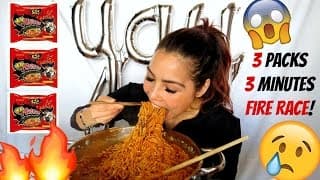 EXTREME SPICY NOODLE CHALLENGE / RACE MUKBANG 먹방 | 13K GIVEAWAY