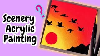 Acrylic painting red sky | Acrylic sunset painting on canvas beginner | How to Paint a Red Sky