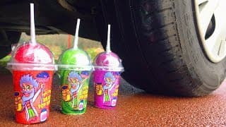 Crushing Crunchy & Soft Things by Car! - EXPERIMENT: CAR VS RAINBOW CANDIES & FOOD