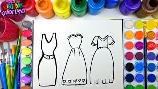 🎨 Learn Colors for Kids in 4K | Painting Beautiful Dresses with Watercolors | Birthday Candyland Art