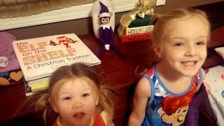 Purple Elf on the Shelf - Visit Santa and Name our Elf - Sparkles Day 1