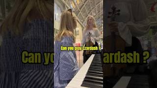 She asked me play Czardash 🙀♥️#violin #violinist #piano #pianist #publicreaction #musician