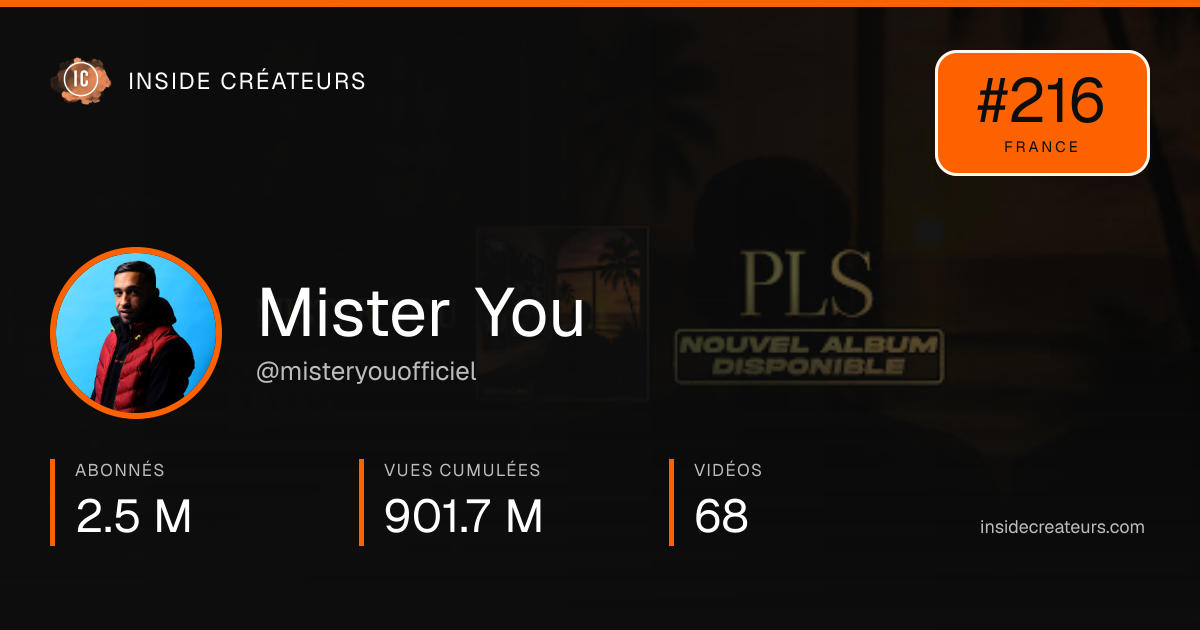 Carte statistiques de Mister You